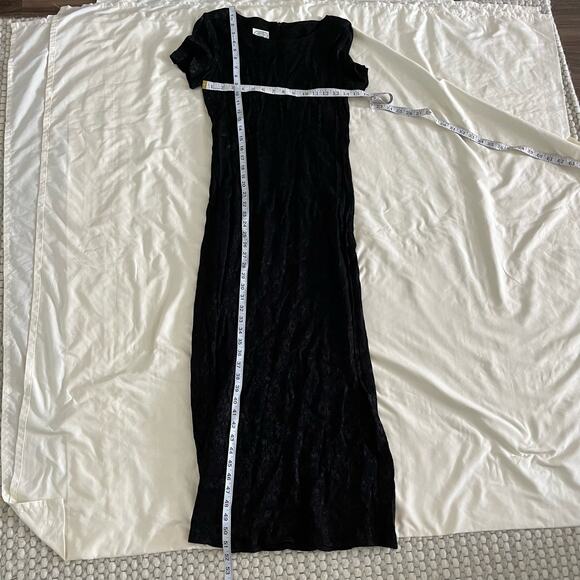 Vtg Y2K 2000s Black Floral Gothic Maxi Dress Wmns 6 Whimsygoth Fairy Grunge - Picture 8 of 8